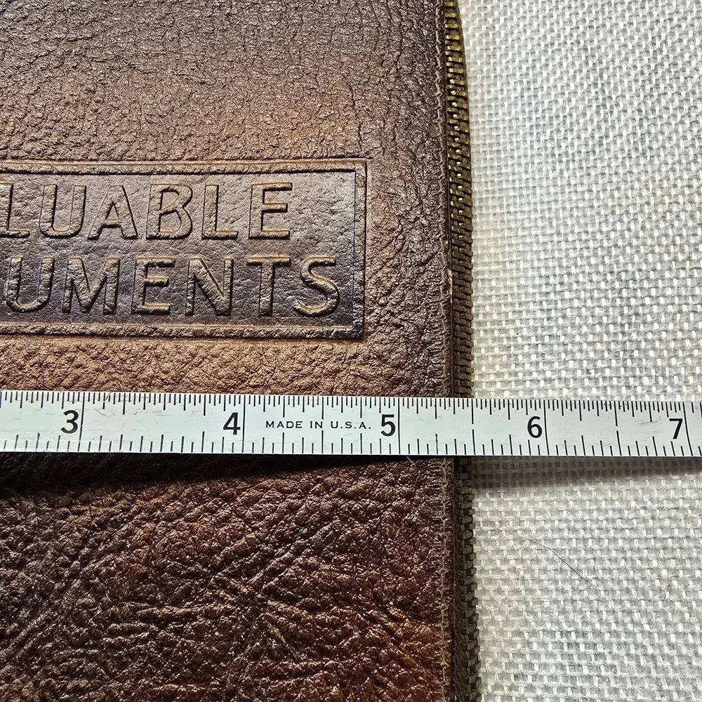 Vtg 1951 Midland‎ Co-Op Advertising Leather Valuable Documents Folder Zipper